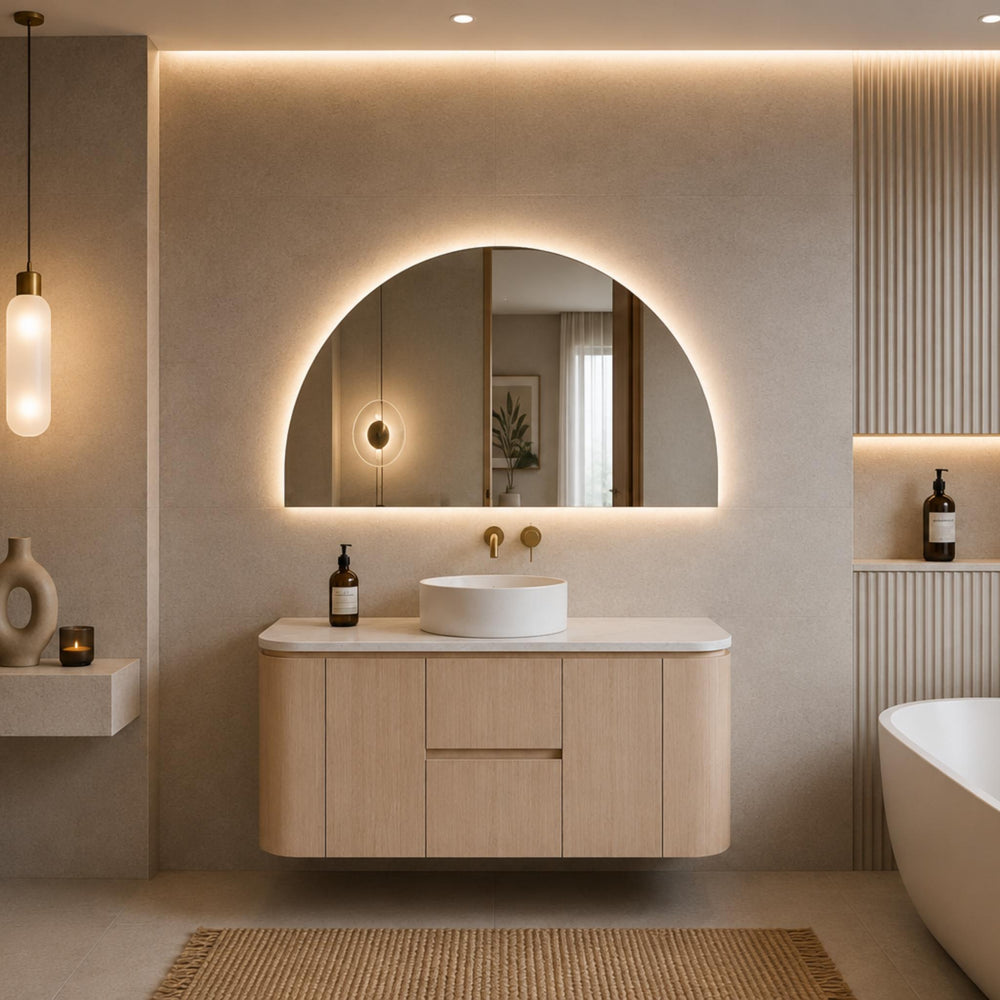 LUKKA RAVELLO SANDY OAK WOODMATT 1200MM SINGLE BOWL WALL HUNG VANITY