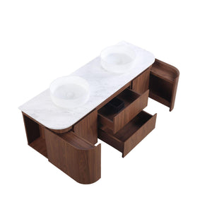 LUKKA RAVELLO MOCHA OAK WOODMATT 1500MM DOUBLE BOWL WALL HUNG VANITY