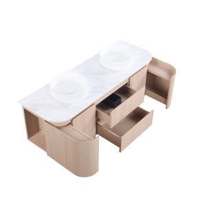 LUKKA RAVELLO SANDY OAK WOODMATT 1500MM DOUBLE BOWL WALL HUNG VANITY