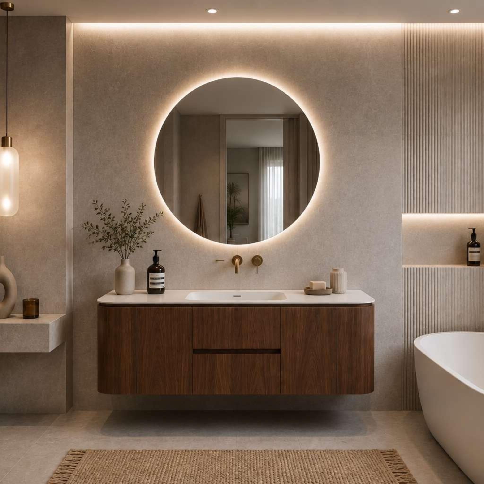 LUKKA RAVELLO MOCHA OAK WOODMATT 1500MM SINGLE BOWL WALL HUNG VANITY