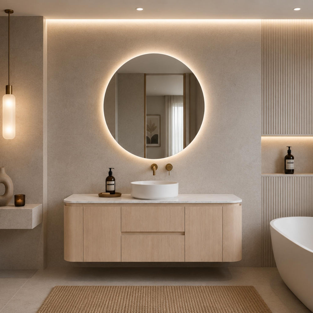 LUKKA RAVELLO SANDY OAK WOODMATT 1500MM SINGLE BOWL WALL HUNG VANITY