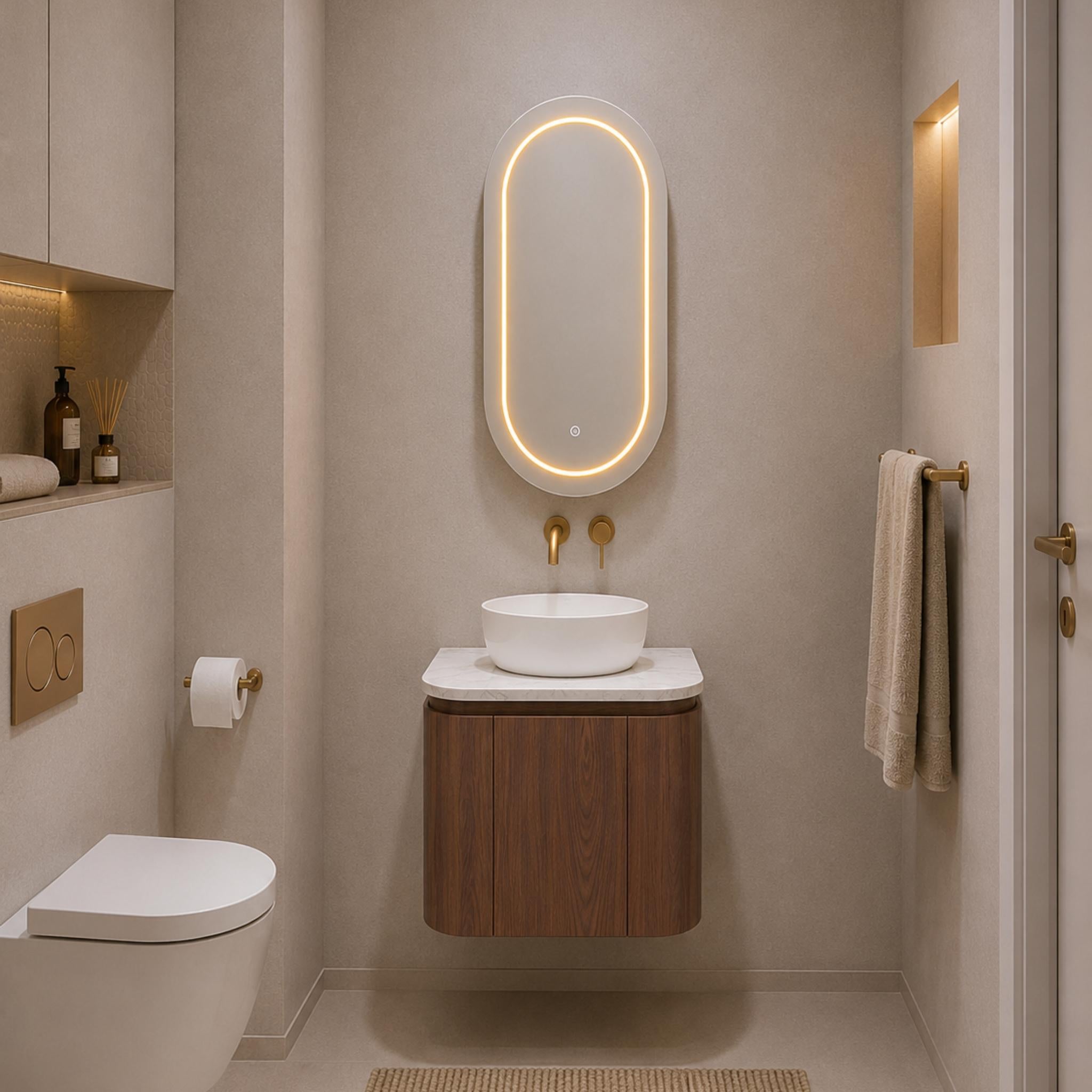 LUKKA RAVELLO MOCHA OAK WOODMATT 600MM WALL HUNG VANITY