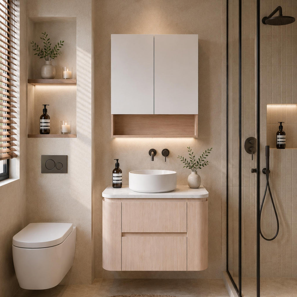 LUKKA RAVELLO SANDY OAK WOODMATT 750MM WALL HUNG VANITY