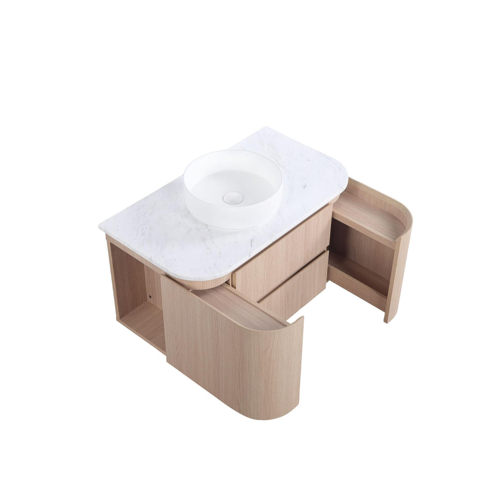 LUKKA RAVELLO SANDY OAK WOODMATT 900MM WALL HUNG VANITY