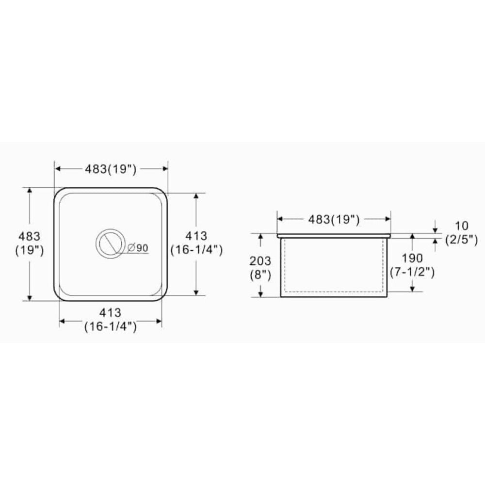 LUKKA ELBA INSET AND UNDERMOUNT FINE FIRECLAY SINK GLOSS WHITE 483MM
