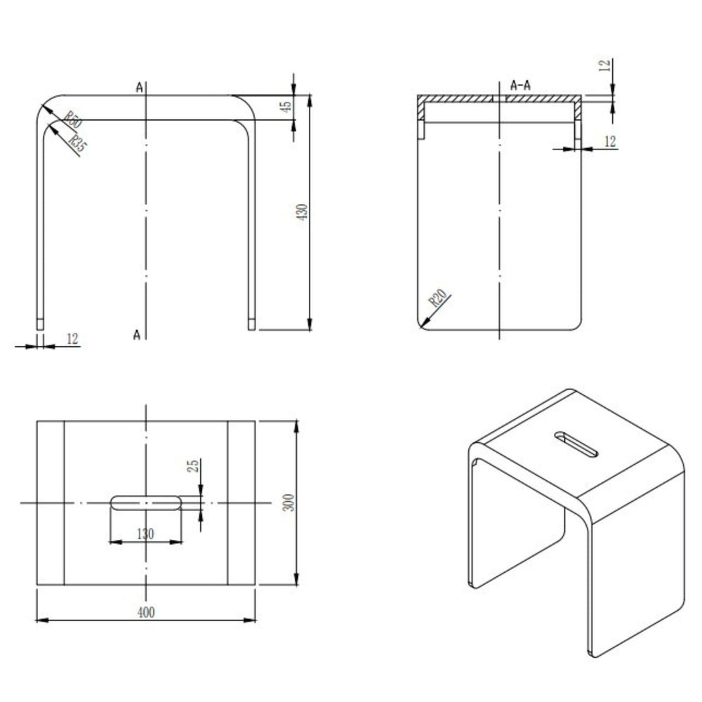 LUKKA CHASEY MATTE WHITE SOLID SURFACE STONE BATH STOOL