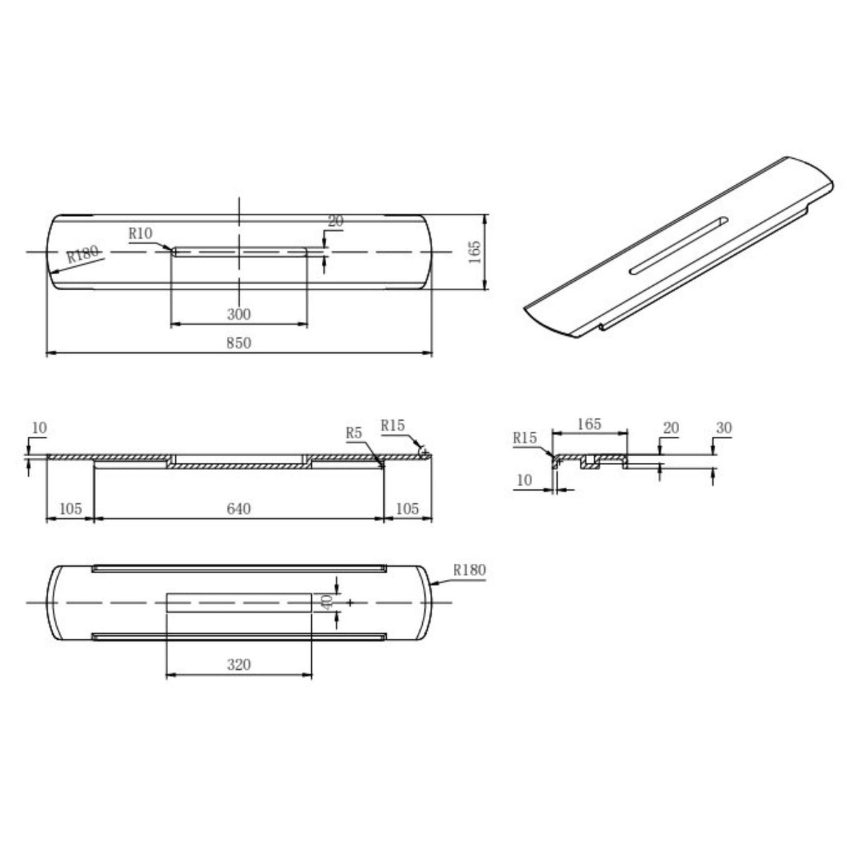 LUKKA CHASEY MATTE WHITE BATH TRAY WITH BUILT IN SLOT 850MM
