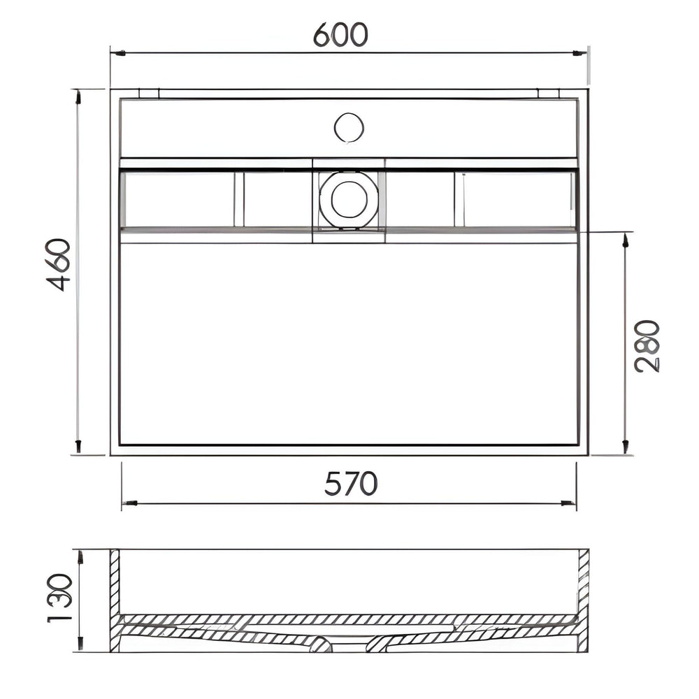 LUKKA CRETE WALL HUNG BASIN MATTE WHITE 460MM