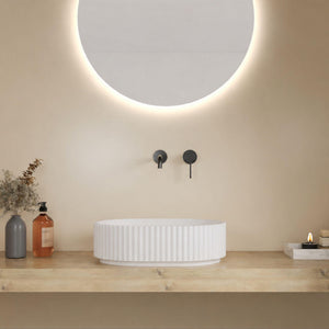 LUKKA ELLIPS FLUTED ABOVE COUNTER BASIN MATTE WHITE 480MM