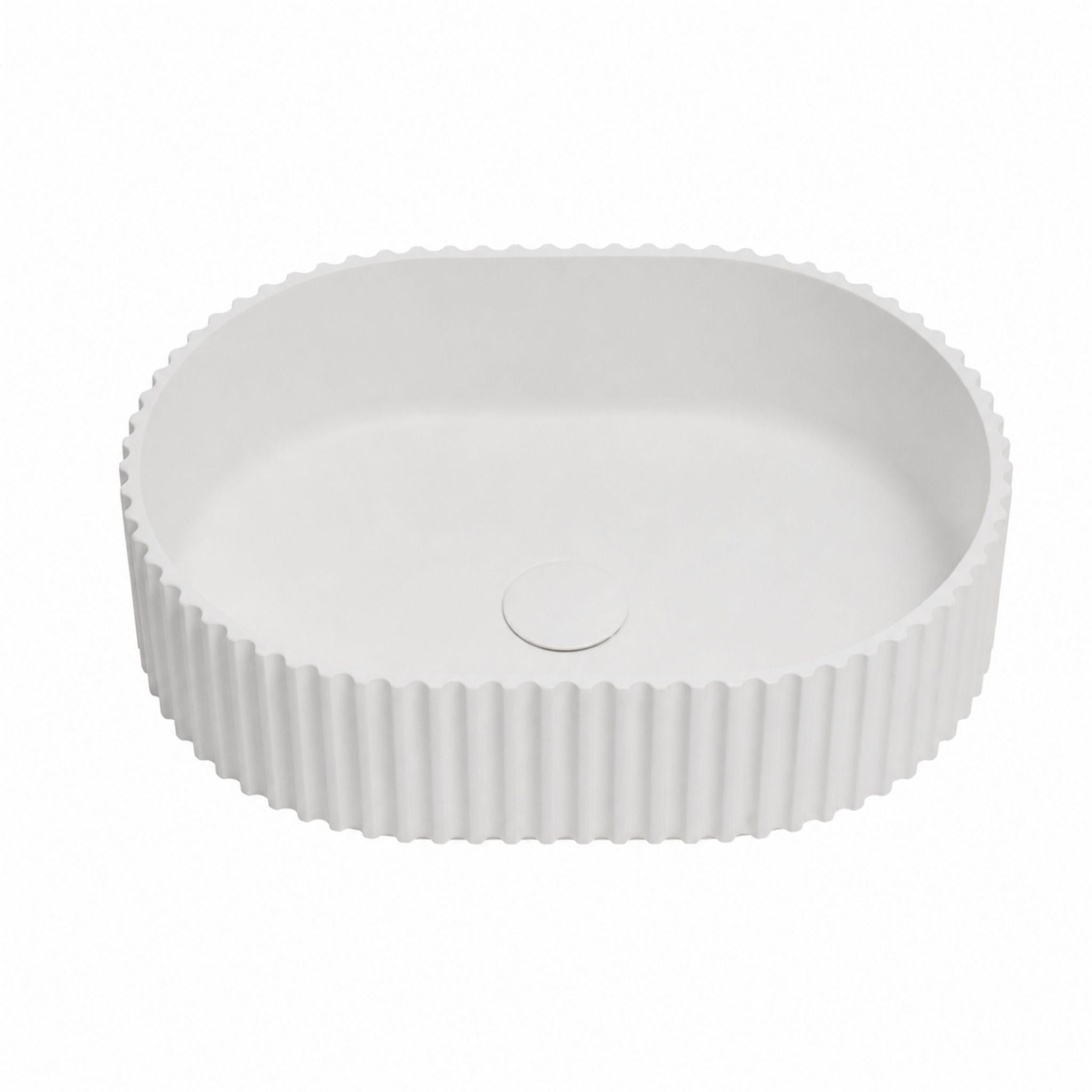 LUKKA ELLIPS FLUTED ABOVE COUNTER BASIN MATTE WHITE 480MM