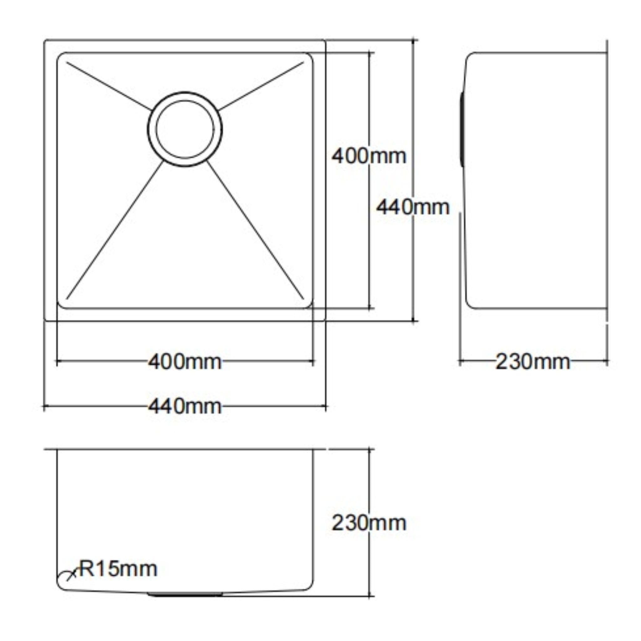 LUKKA KLIFF HAND MADE PVD STAINLESS STEEL SINGLE BOWL UNDERMOUNT KITCHEN SINK GUN METAL (MULTIPLE SIZES AVAILABLE)