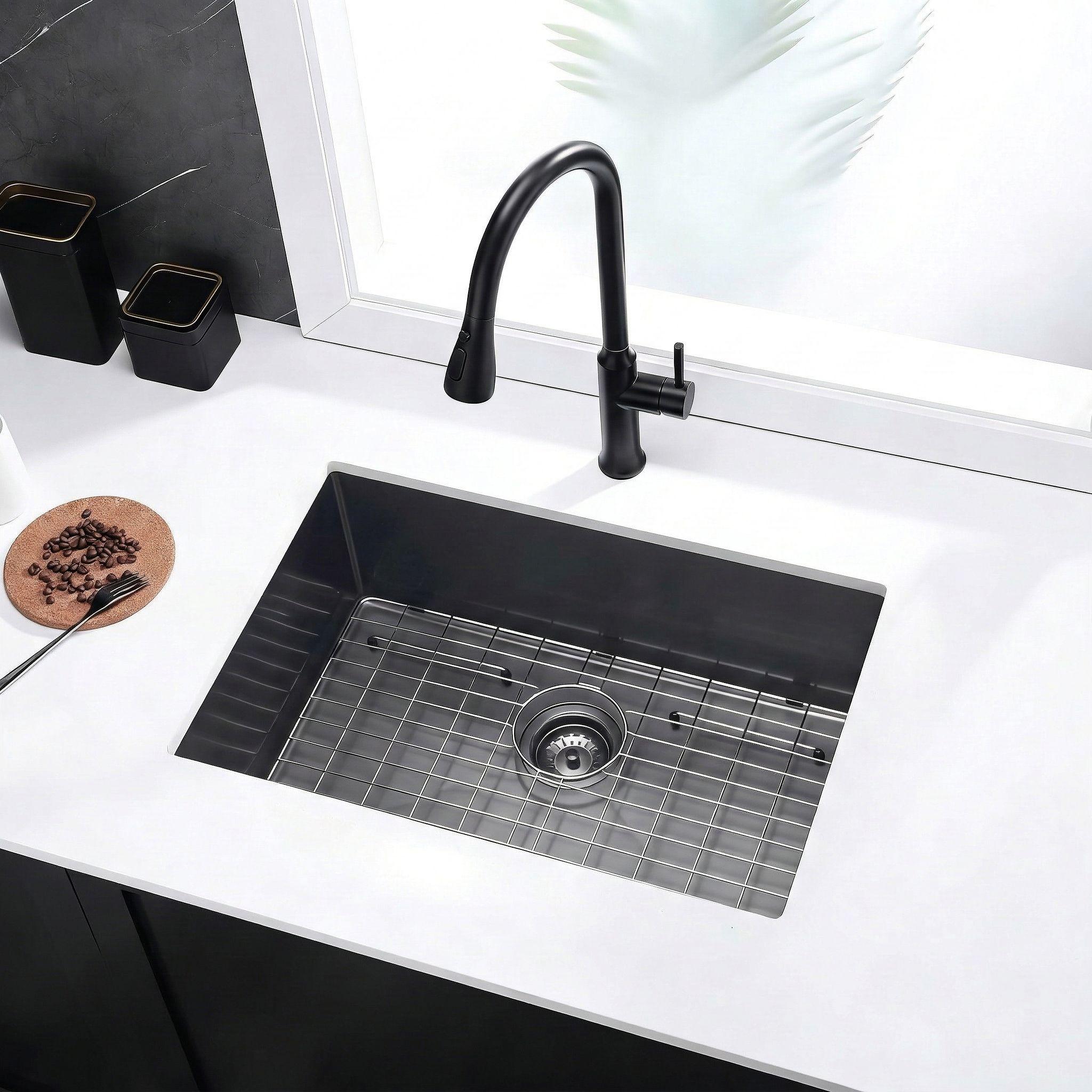 LUKKA KLIFF HAND MADE PVD STAINLESS STEEL SINGLE BOWL UNDERMOUNT KITCHEN SINK GUN METAL (MULTIPLE SIZES AVAILABLE)