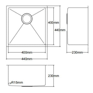 LUKKA KLIFF HAND MADE PVD STAINLESS STEEL SINGLE BOWL UNDERMOUNT KITCHEN SINK BRUSHED BRASS (MULTIPLE SIZES AVAILABLE)