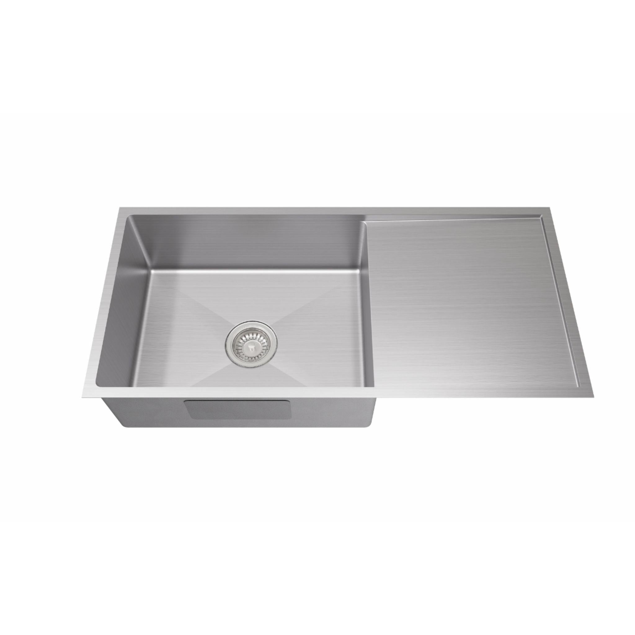 LUKKA KLIFF HAND MADE STAINLESS STEEL SINGLE BOWL WITH DRAINER UNDERMOUNT KITCHEN SINK 980MM