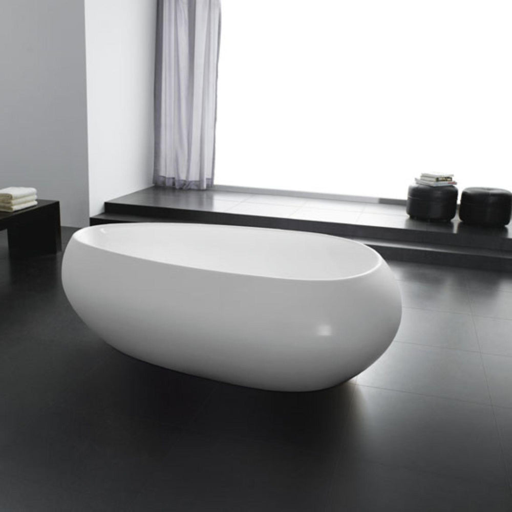 LUKKA VOGA FREESTANDING BATHTUB OVERFLOW GLOSS WHITE 1800MM