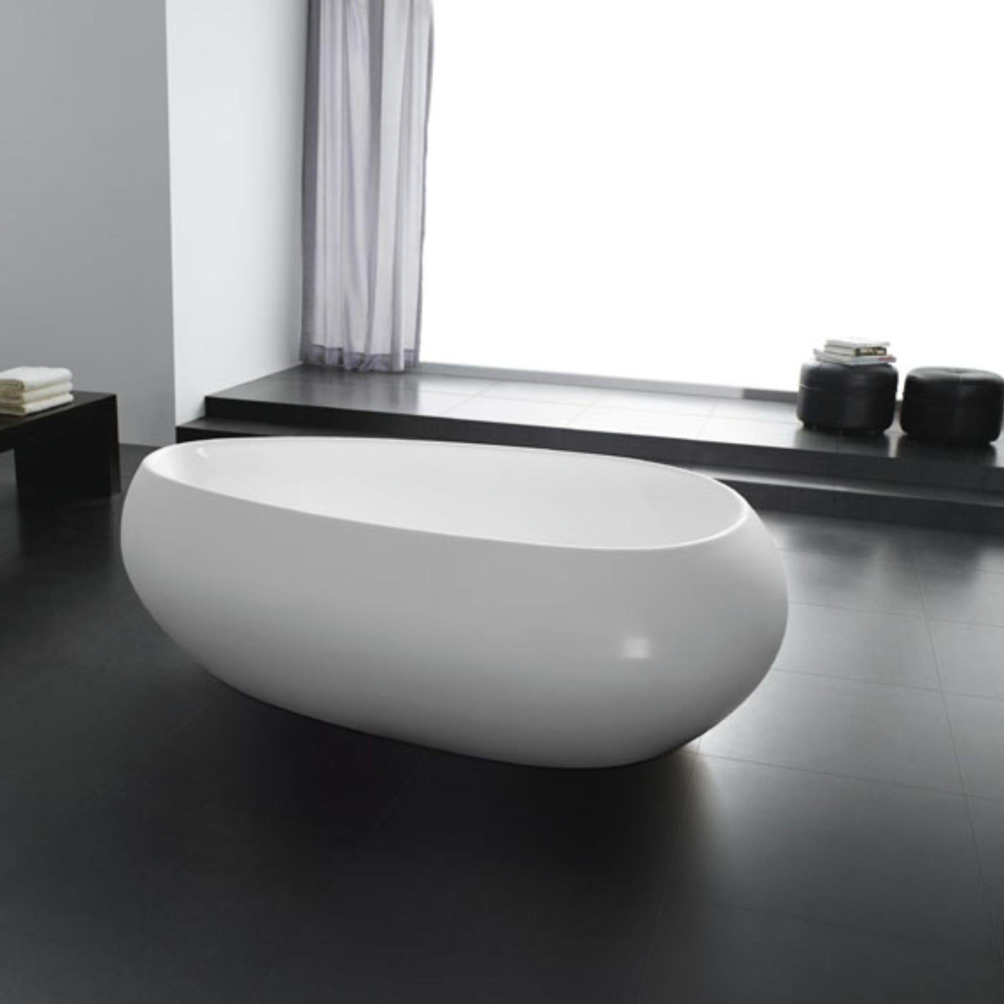 LUKKA VOGA FREESTANDING BATHTUB OVERFLOW GLOSS WHITE 1800MM