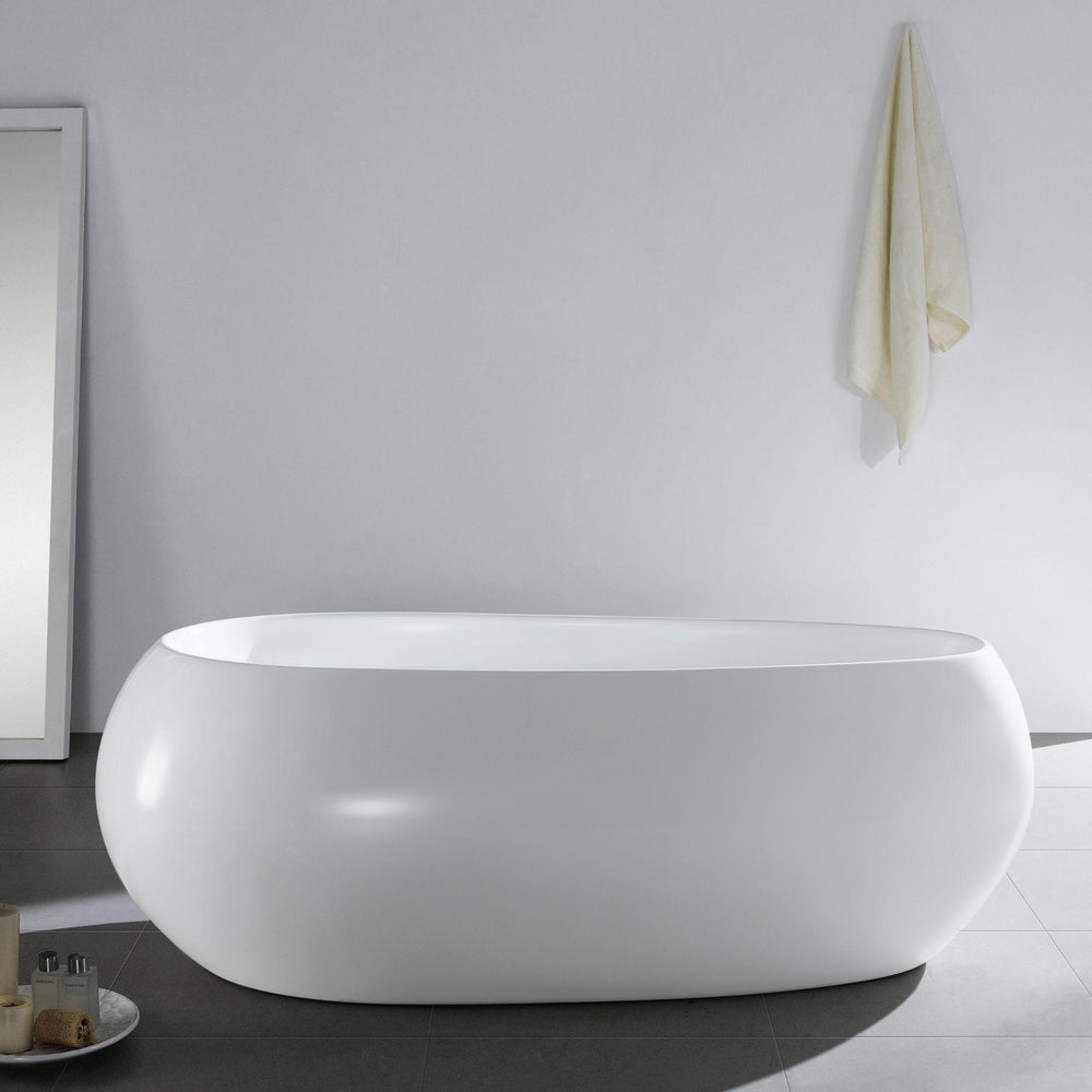 LUKKA VOGA FREESTANDING BATHTUB OVERFLOW GLOSS WHITE 1800MM