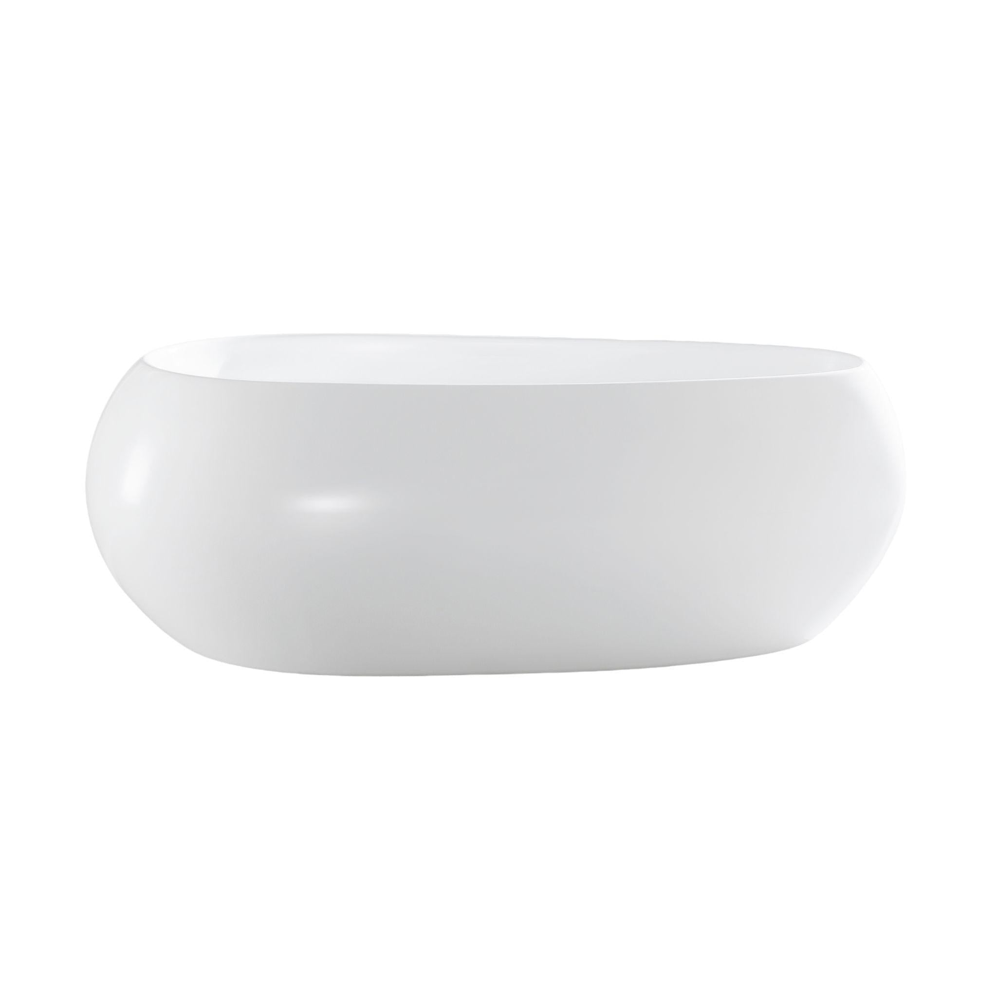 LUKKA VOGA FREESTANDING BATHTUB OVERFLOW GLOSS WHITE 1800MM