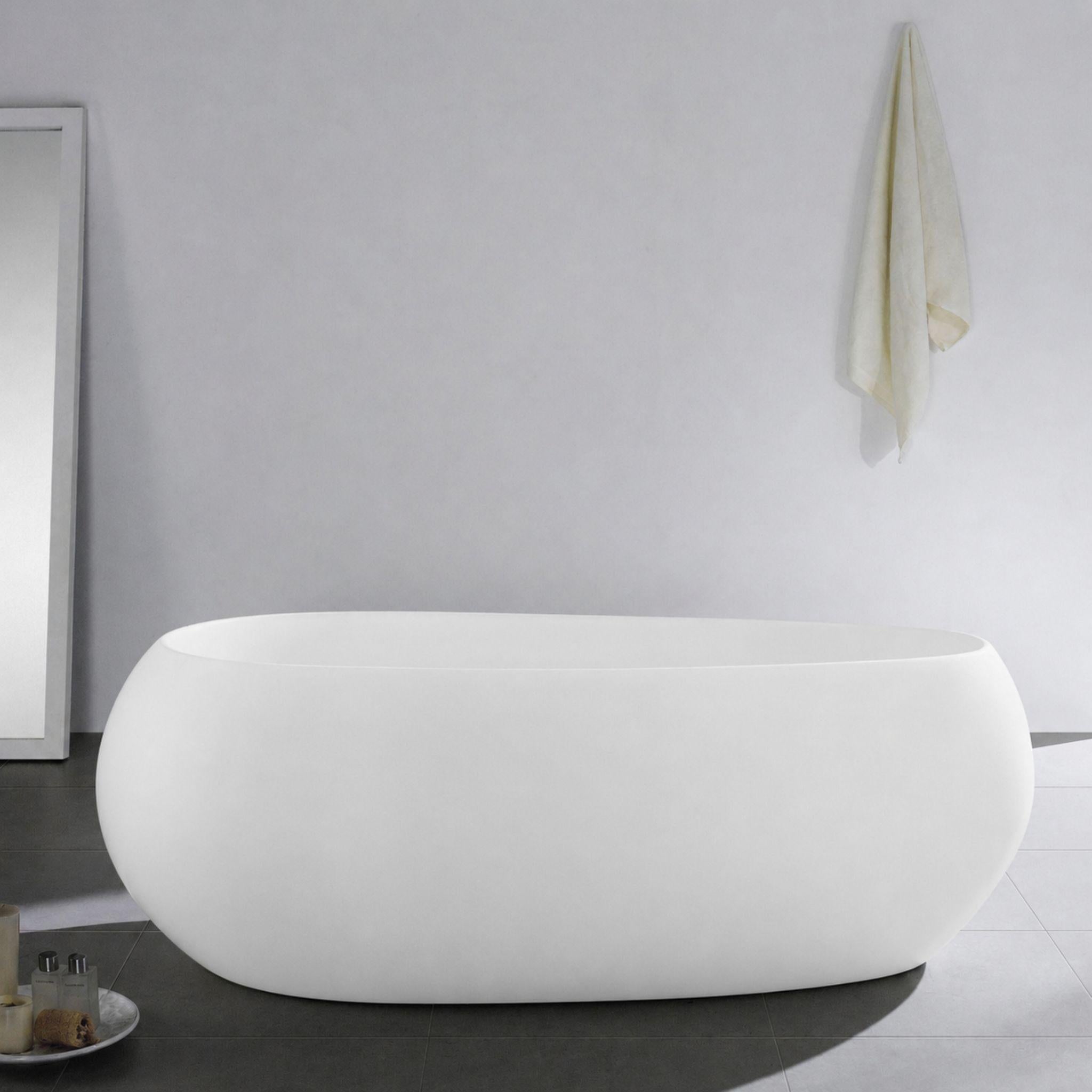 LUKKA VOGA FREESTANDING BATHTUB OVERFLOW MATTE WHITE 1800MM