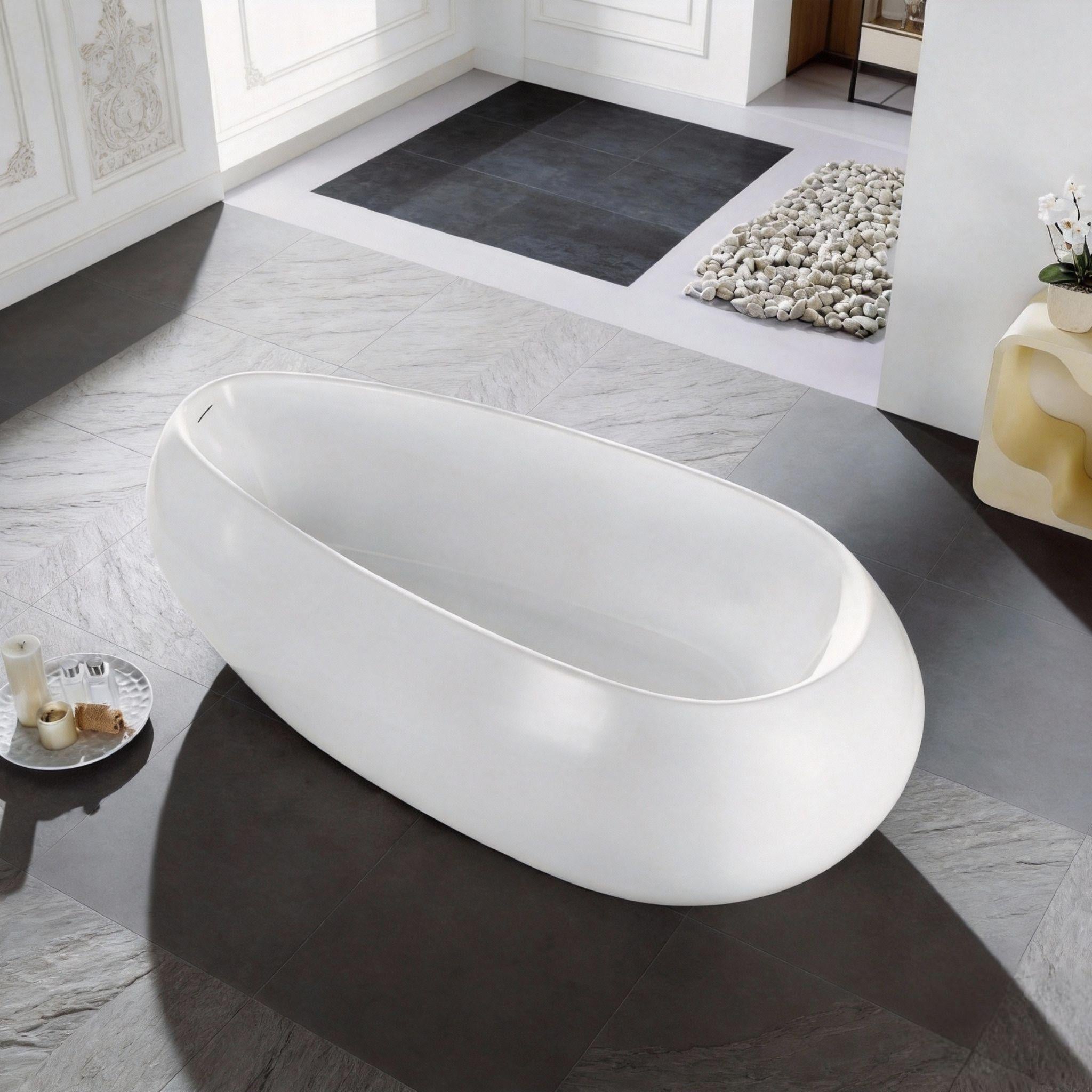 LUKKA VOGA FREESTANDING BATHTUB OVERFLOW GLOSS WHITE 1800MM