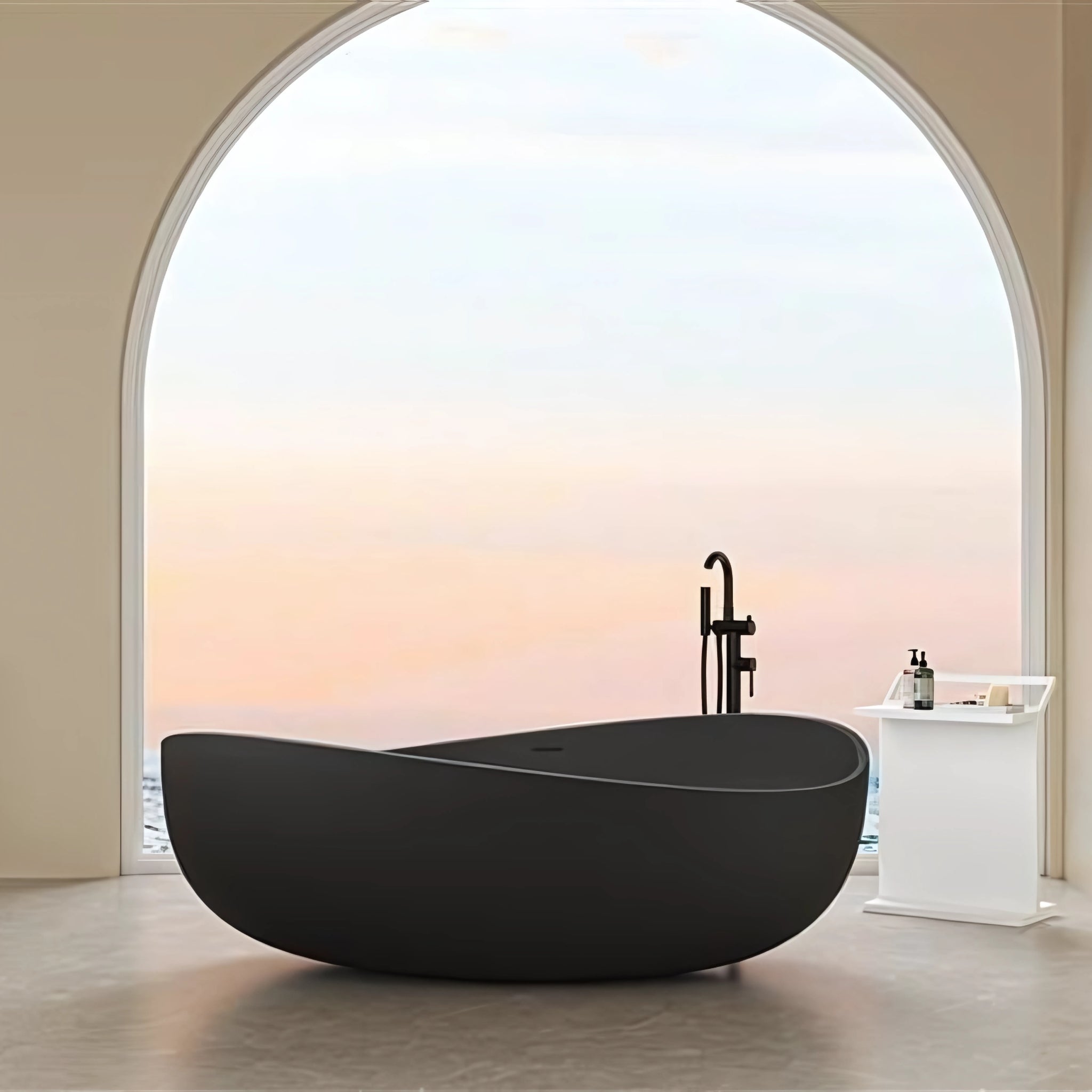 LUKKA WAVERTON FREESTANDING BATHTUB OVERFLOW MATTE BLACK 1800MM