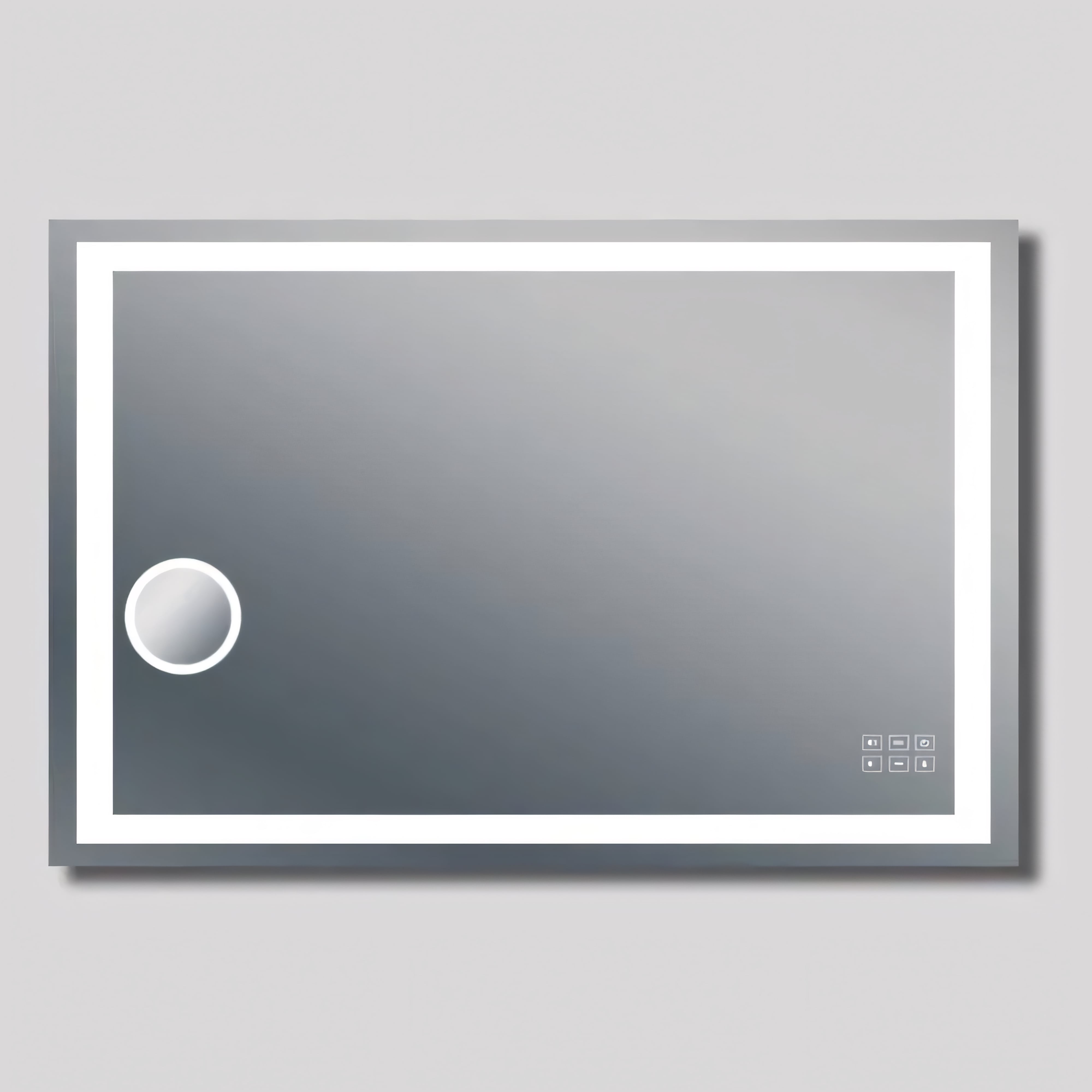 AQUAPERLA ART BLUETOOTH LED MIRROR WITH MAGNIFIER 3 COLOUR LIGHTS CHROME 1200X800MM