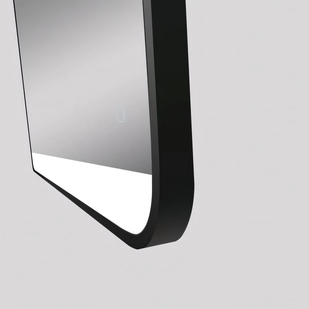 AQUAPERLA RECTANGULAR FRAMED LED MIRROR 3 COLOUR LIGHTS BLACK 800X700MM