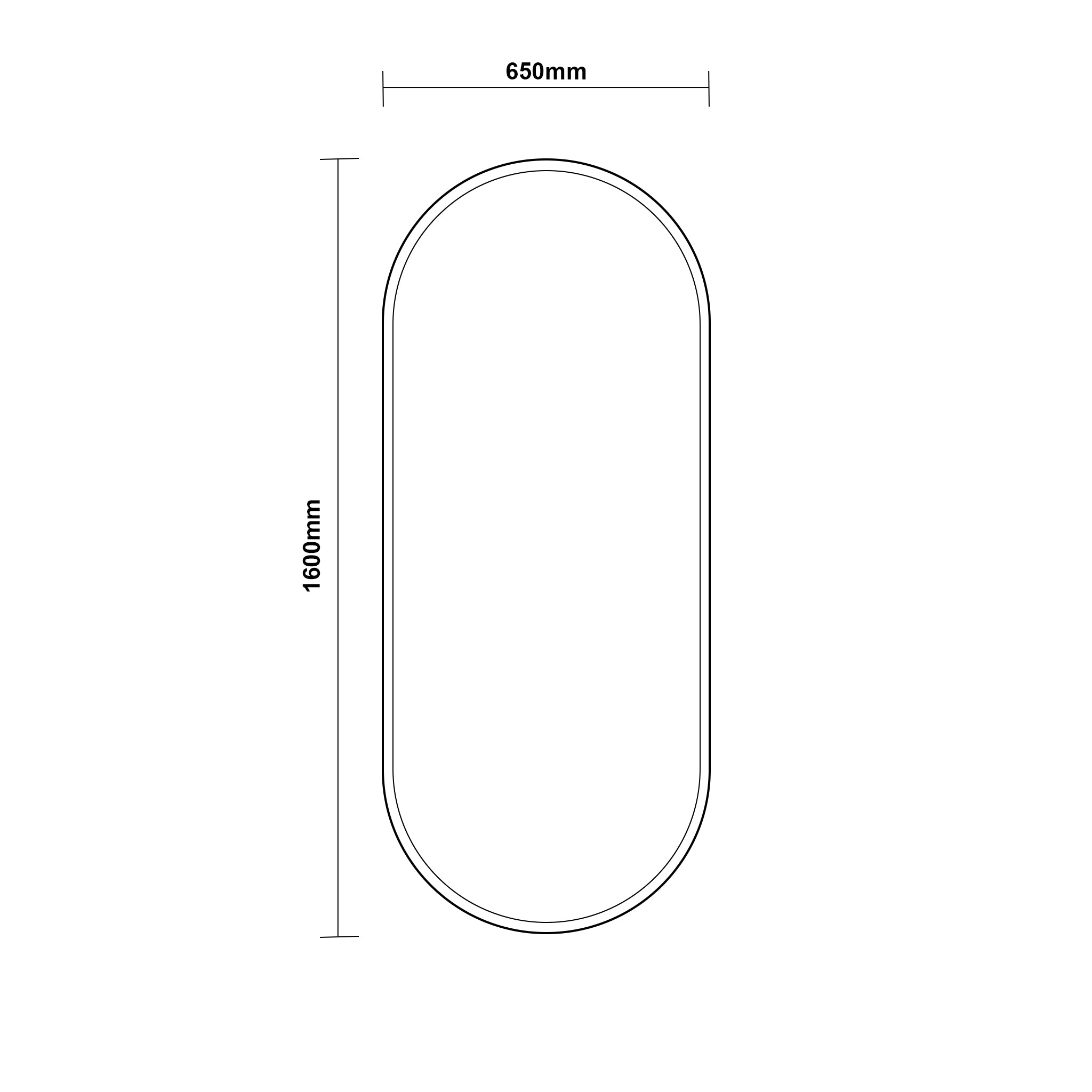 AQUAPERLA OVAL DRESSING LED MIRROR SENSOR 3 COLOUR LIGHTS SILVER 650X1600MM