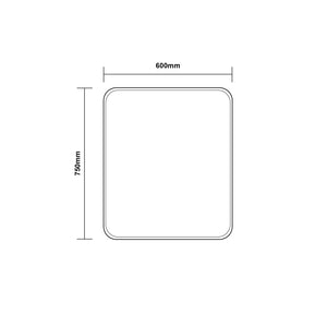 AQUAPERLA RECTANGULAR ACRYLIC LED MIRROR 3 COLOUR LIGHTS CHROME 600X750MM