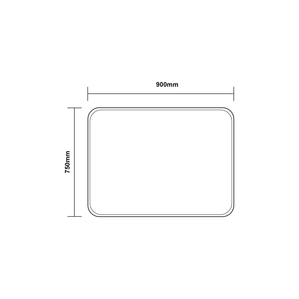 AQUAPERLA CURVED RIM RECTANGULAR 3 COLOR LED 900X750MM