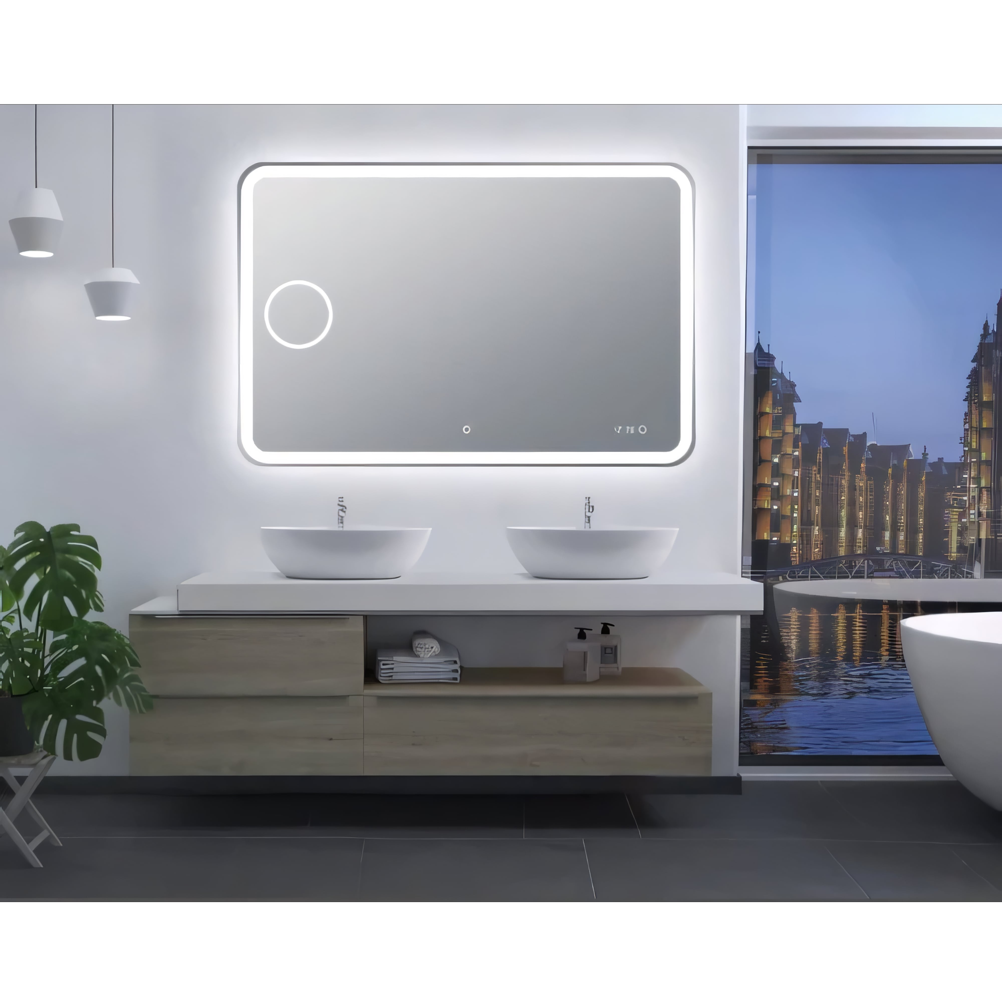 AQUAPERLA RECTANGULAR LED MIRROR 3 COLOUR LIGHTS CHROME 1200X800MM