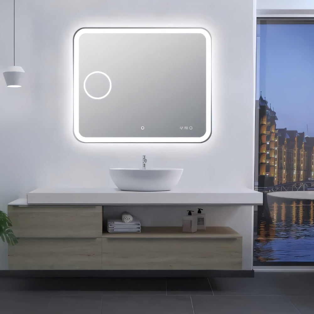 AQUAPERLA RECTANGULAR LED MIRROR 3 COLOUR LIGHTS CHROME 900X750MM