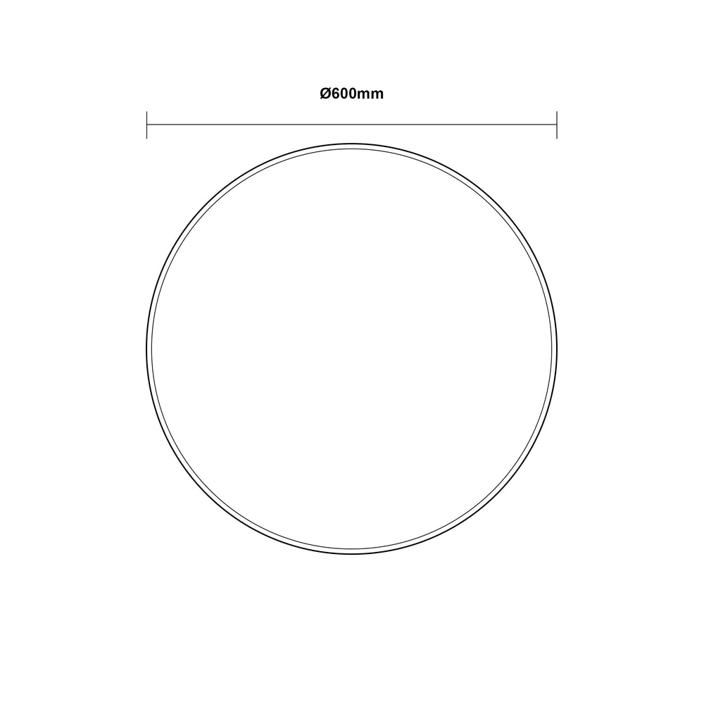 AQUAPERLA ROUND ACRYLIC BACKLIT LED MIRROR 3 COLOUR LIGHTS SILVER 600MM