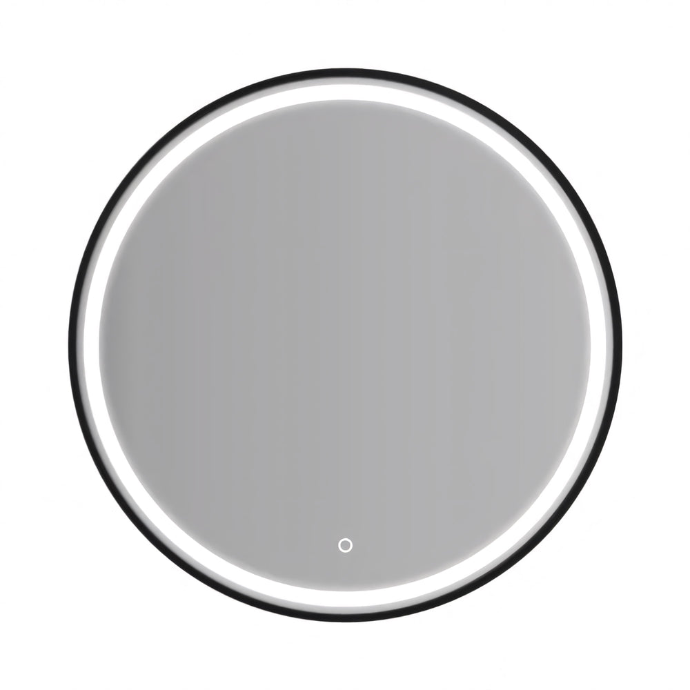AQUAPERLA ROUND FRAMED LED MIRROR 3 COLOUR LIGHTS BLACK 750MM