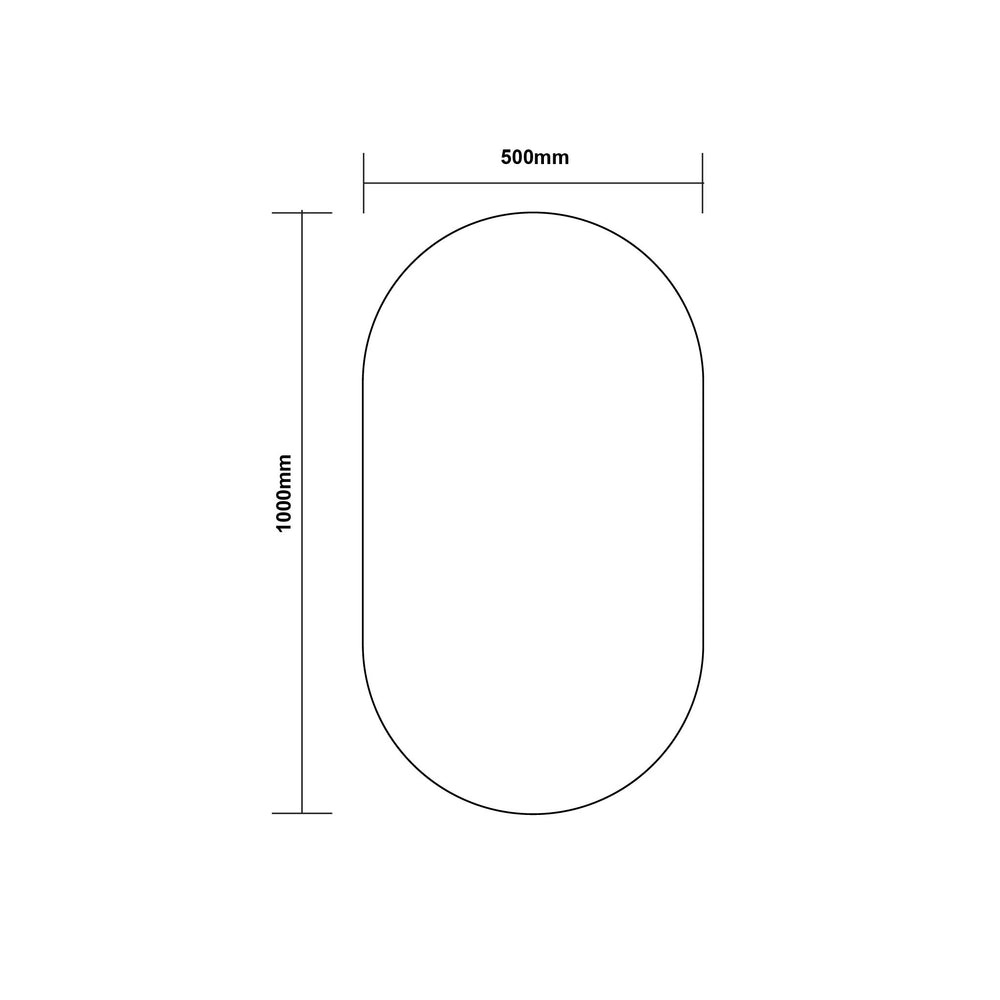 AQUAPERLA OVAL FRAMED LED MIRROR MATTE BRUSHED GOLD 500X1000MM