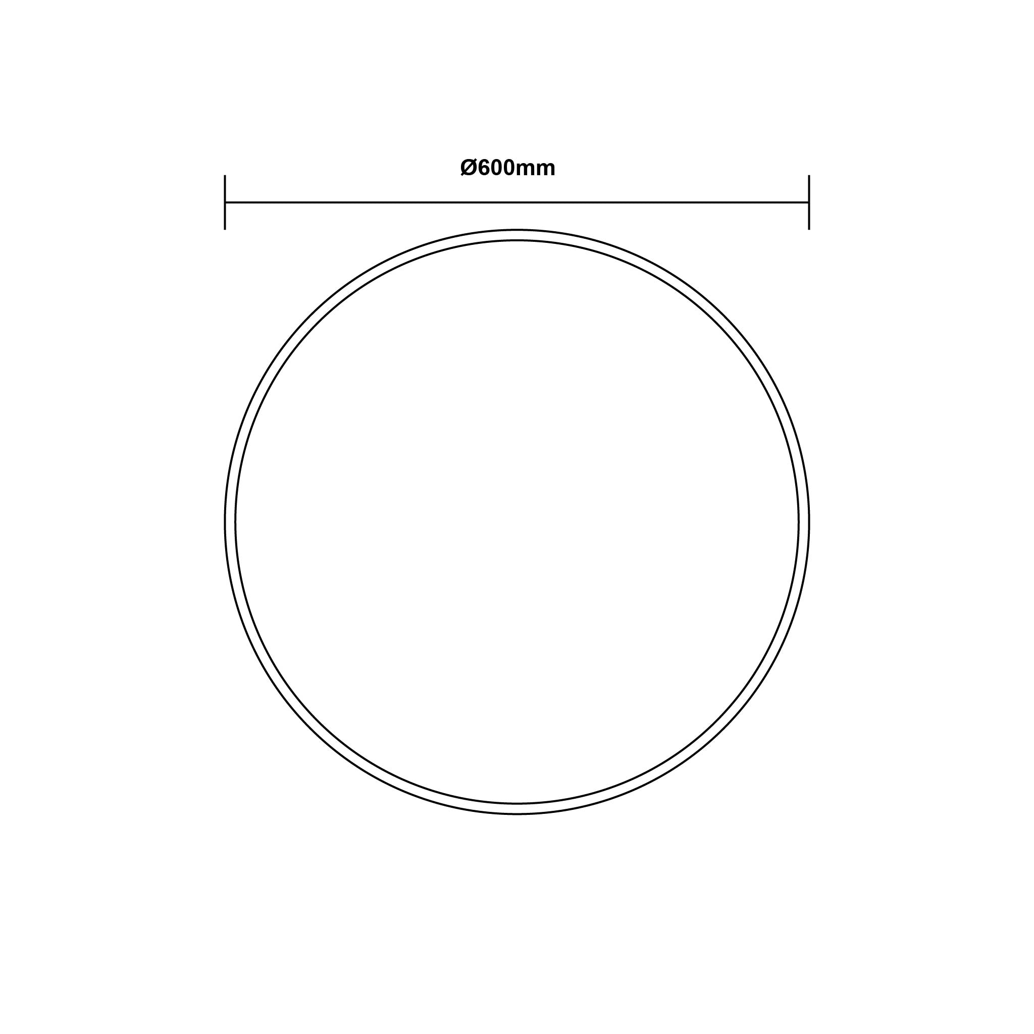 AQUAPERLA ROUND NON LUMINOUS FRAMED MIRROR BRUSHED NICKEL 600MM