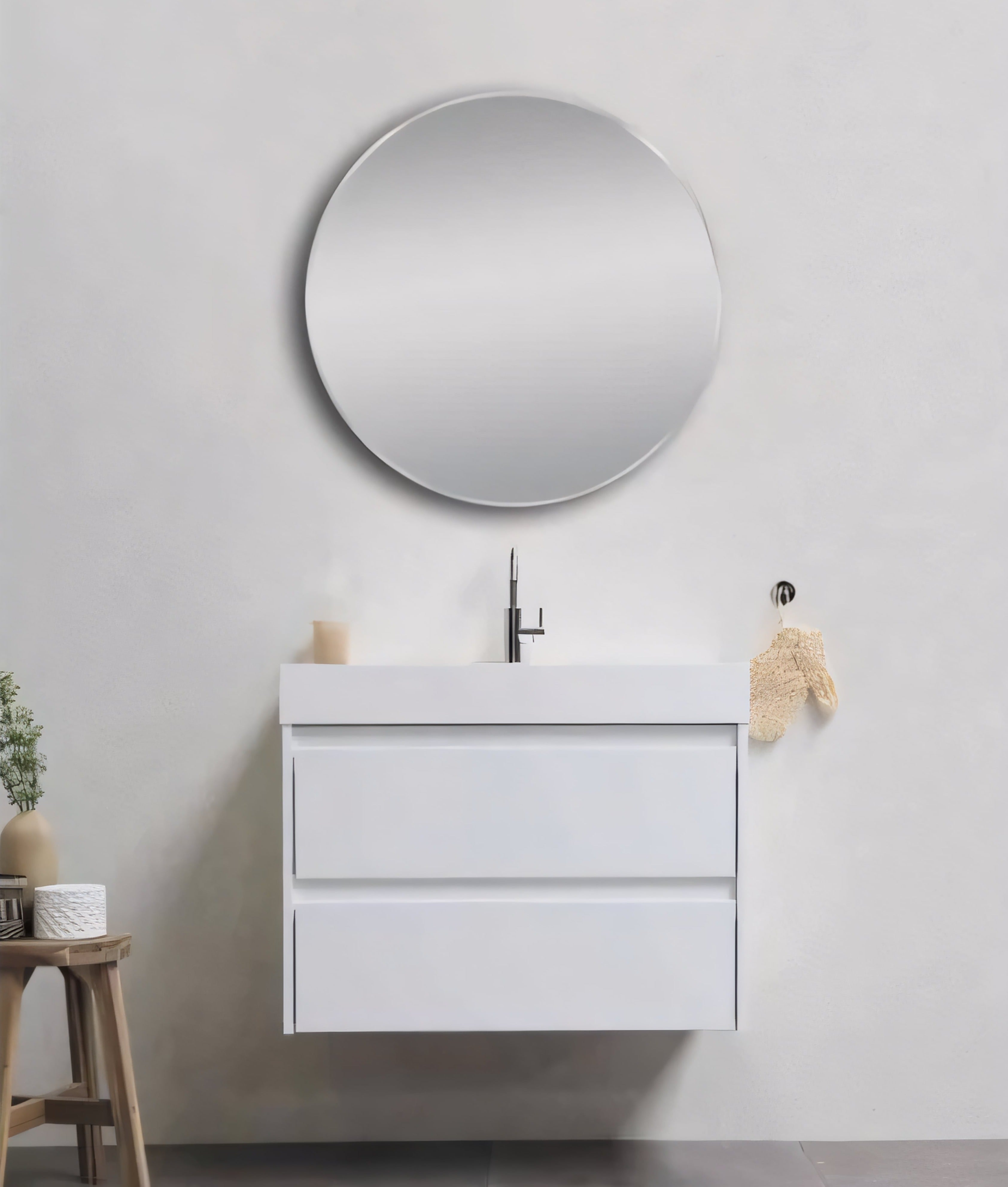 AQUAPERLA ROUND NON LUMINOUS FRAMED MIRROR BRUSHED NICKEL 700MM
