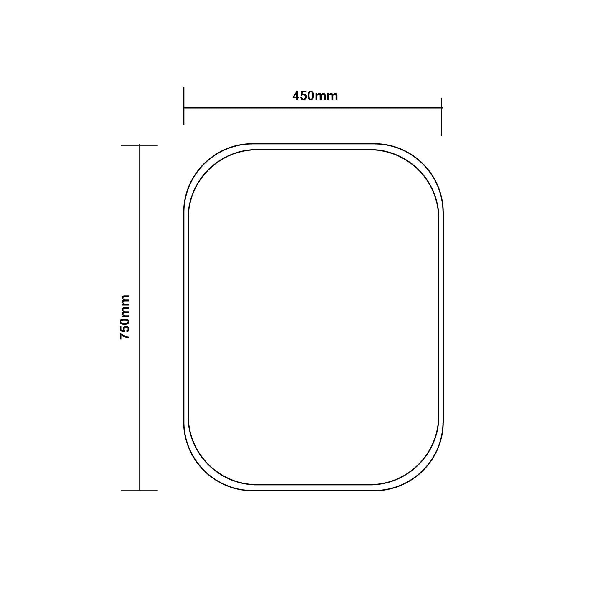 AQUAPERLA RECTANGULAR NON LUMINUS FRAMED MIRROR BRUSHED NICKEL 450X750MM