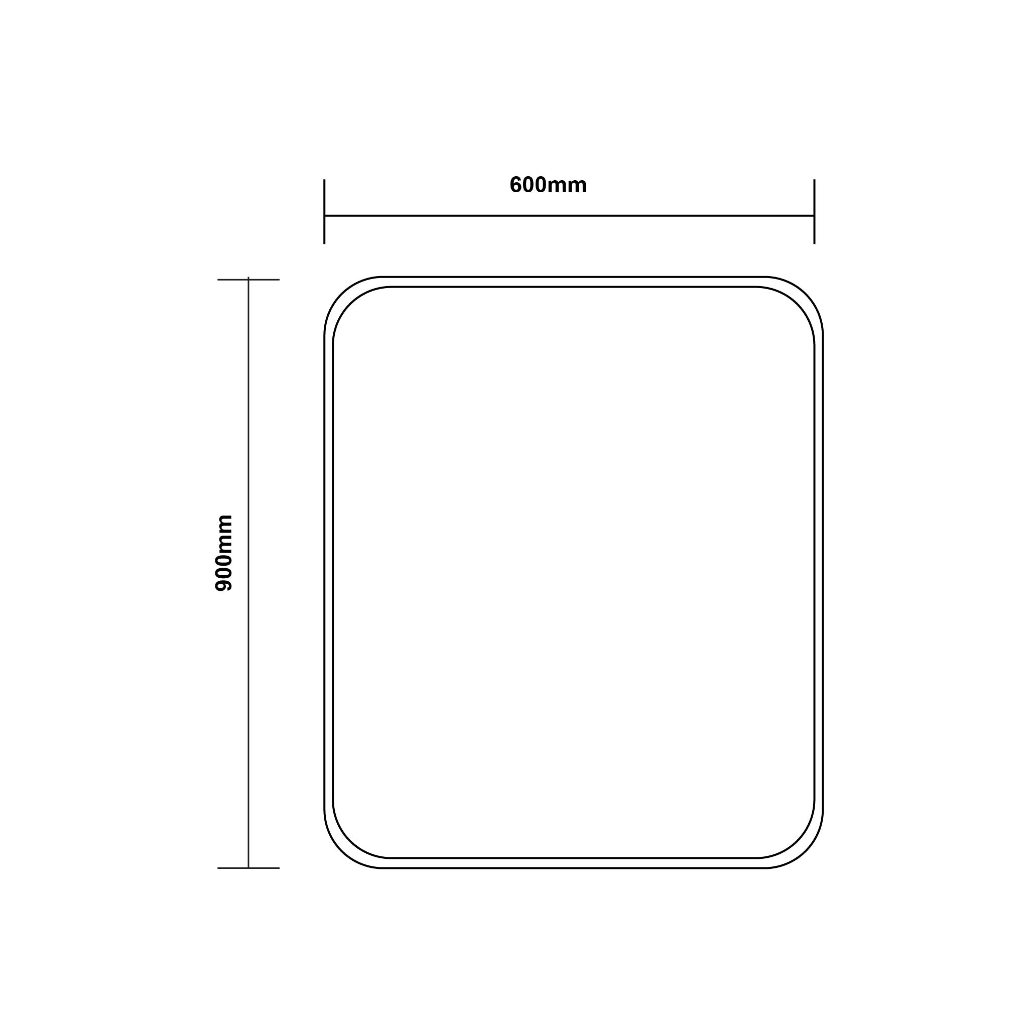 AQUAPERLA RECTANGULAR NON LUMINUS FRAMED MIRROR BRUSHED NICKEL 600X900MM