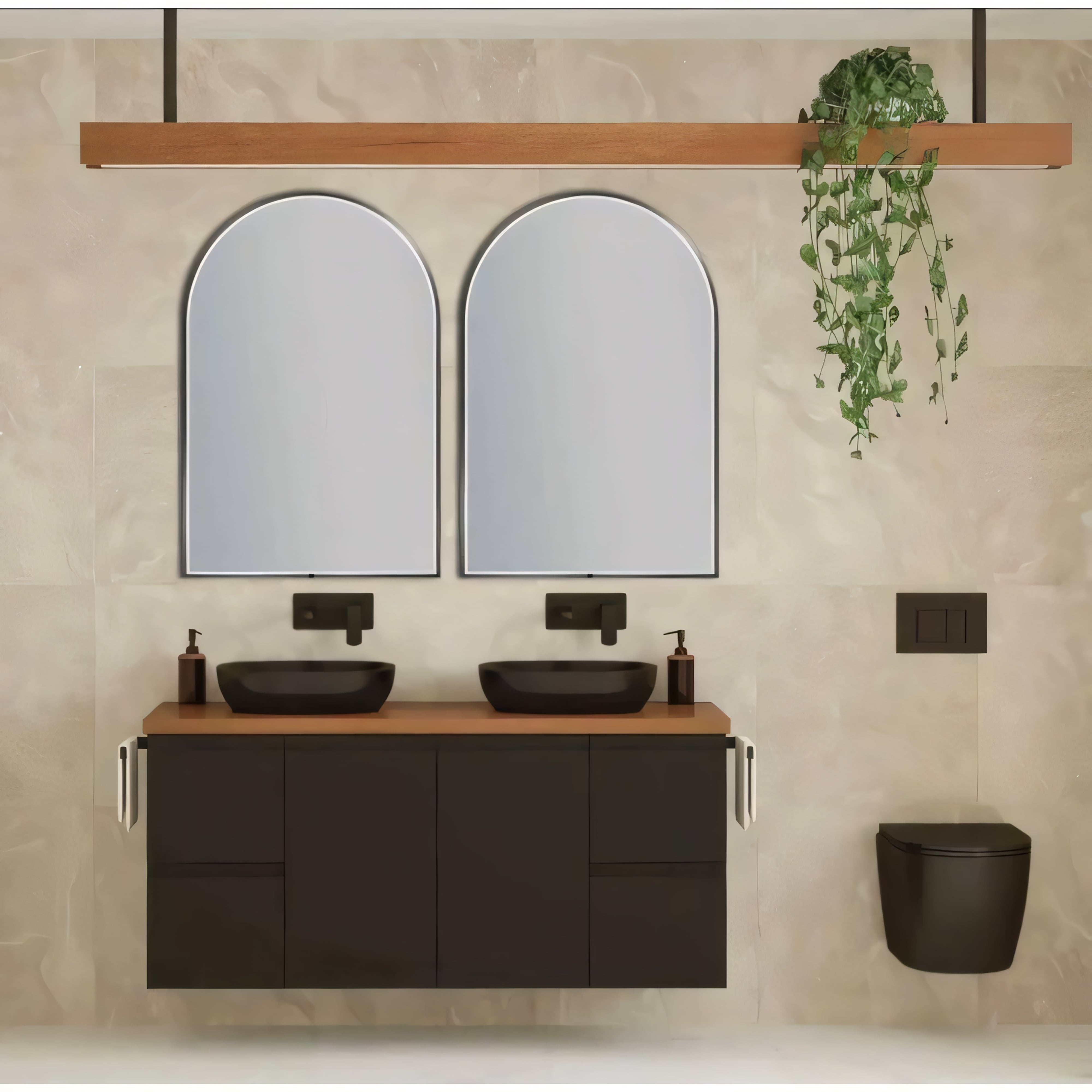 AQUAPERLA ARCH FRAMED LED MIRROR GUN METAL GREY 600X900MM