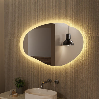AULIC EVANSTONE ASYMMETRICAL FRAMELESS LED MIRROR MATTE WHITE 1100MMX646MM