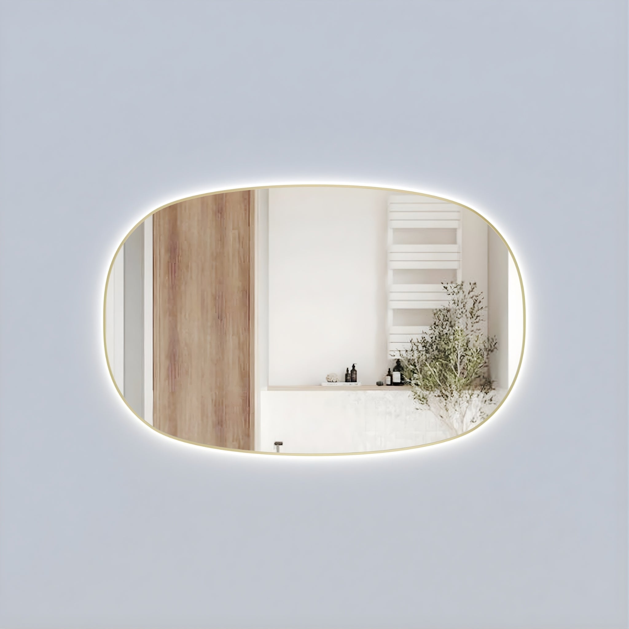 AULIC VALMONT HORIZONTAL FRAMED LED MIRROR BRUSHED GOLD 1400X900MM