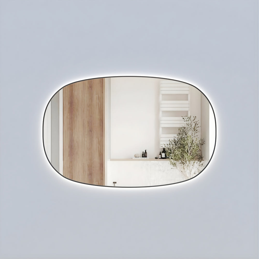 AULIC VALMONT HORIZONTAL FRAMED LED MIRROR GUN METAL 1400X900MM