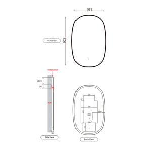 AULIC VALMONT VERTICAL FRAMED LED MIRROR MATTE WHITE 580X900MM