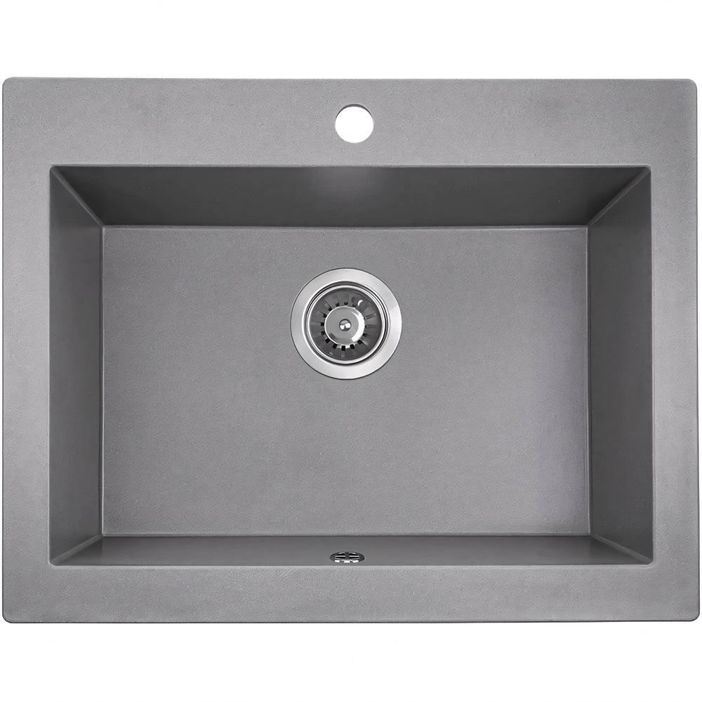 AQUAPERLA LAVEO UNDERMOUNT SINGLE BOWL SINK GREY GRANITE 490MM