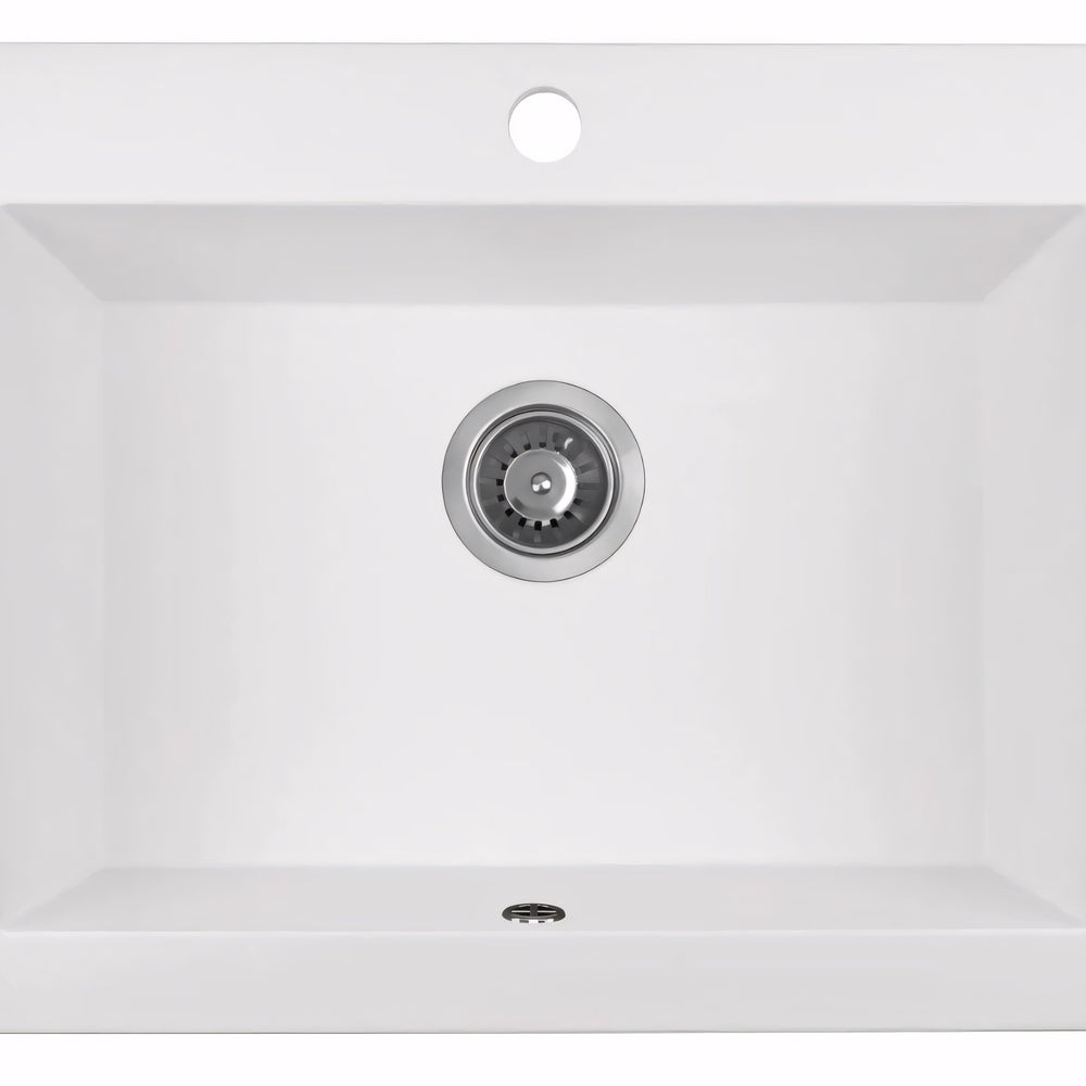 NORICO LAVEO UNDERMOUNT SINGLE BOWL SINK WHITE GRANITE 490MM