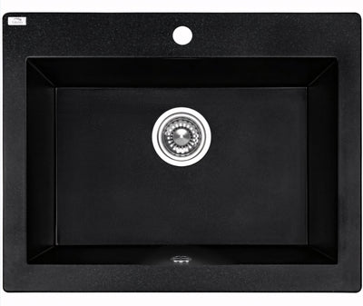 NORICO LAVEO UNDERMOUNT SINGLE BOWL SINK BLACK GRANITE 490MM