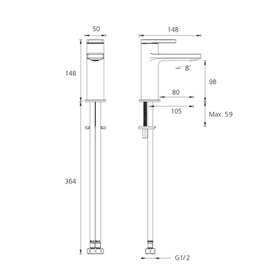 OLIVERI LONDON LEAD FREE BASIN MIXER 148MM CHROME
