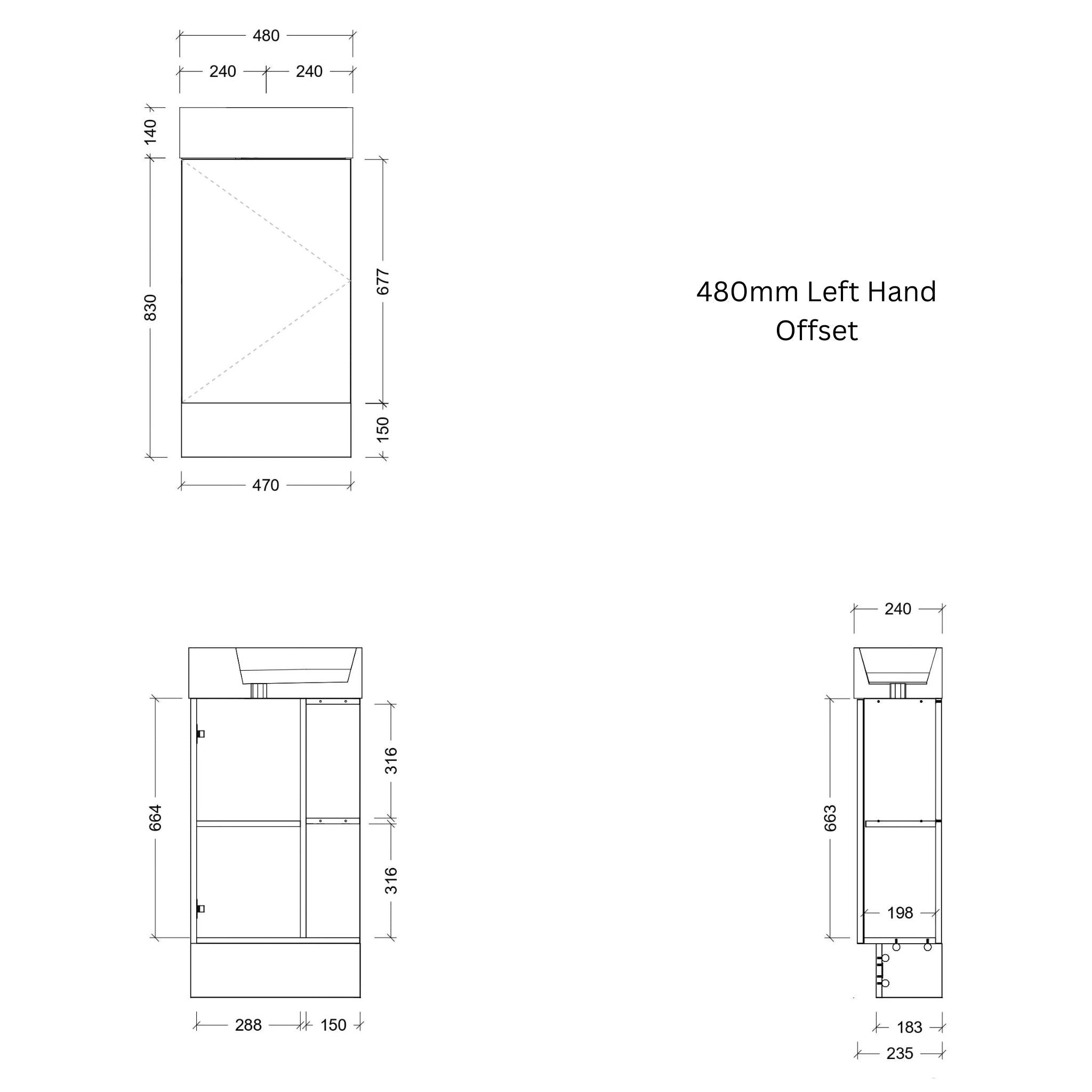 TIMBERLINE LOTTIE 480MM SPACE SAVING SINGLE BOWL CUSTOM FLOOR STANDING VANITY