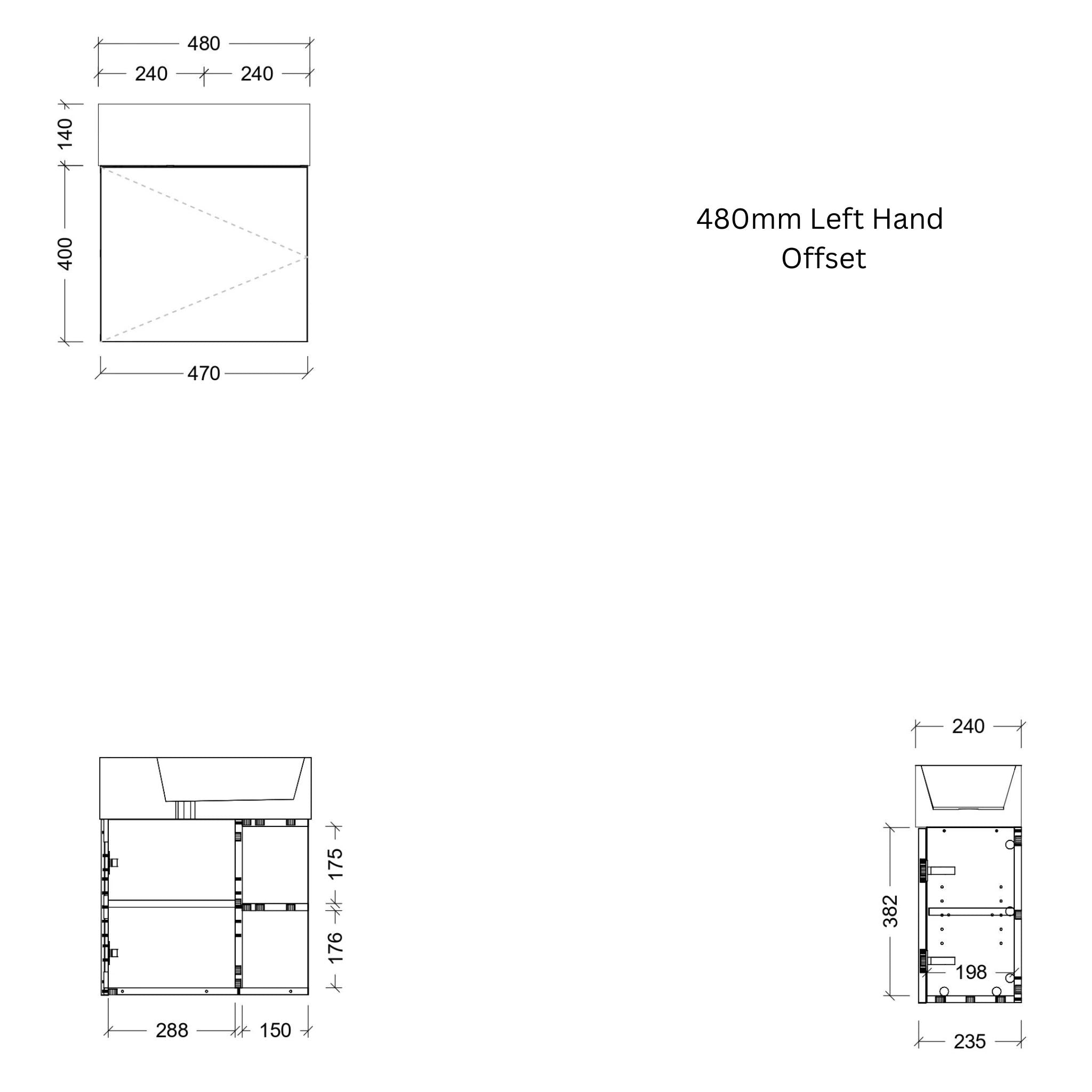 TIMBERLINE LOTTIE 480MM SPACE SAVING SINGLE BOWL CUSTOM WALL HUNG VANITY